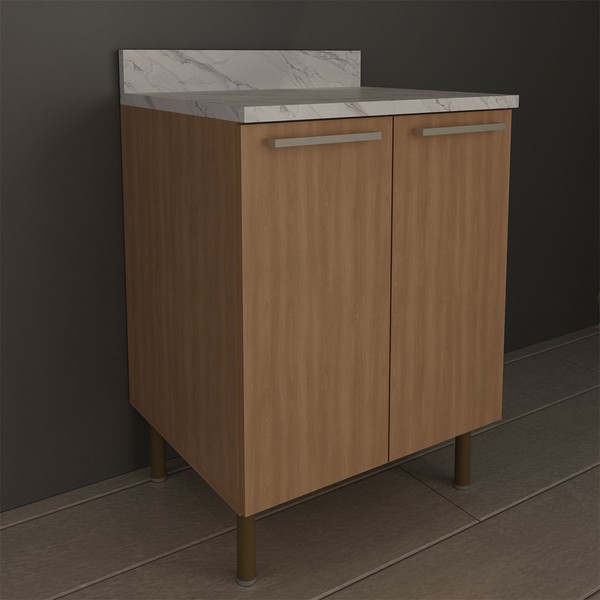 Balcão de Cozinha 60 Cm 2 Poras 1 Prateleira Cz3140 Freijó - Tecno Mobili