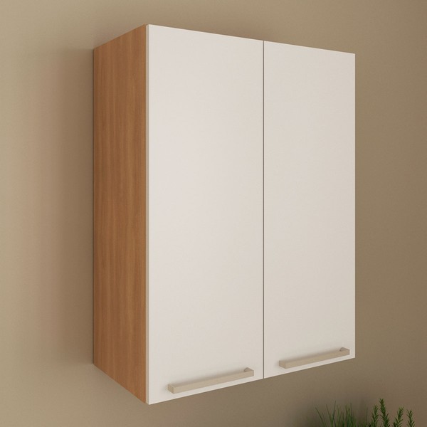 Armário Aéreo Cozinha 60 Cm 2 Portas 1 Prateleira Cz3141 Freijó/Branco - Tecno Mobili