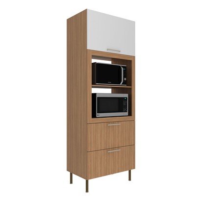 Torre Quente 1 Porta 2 Gavetas Cz3142 Freijó/Branco - Tecno Mobili