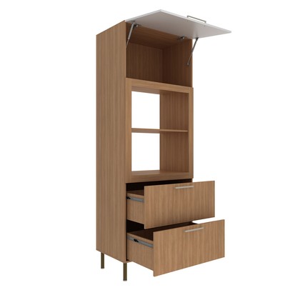 Torre Quente 1 Porta 2 Gavetas Cz3142 Freijó/Branco - Tecno Mobili