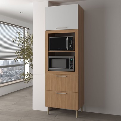 Torre Quente 1 Porta 2 Gavetas Cz3142 Freijó/Branco - Tecno Mobili