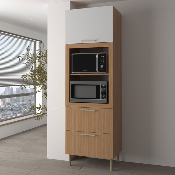 Torre Quente 1 Porta 2 Gavetas Cz3142 Freijó/Branco - Tecno Mobili