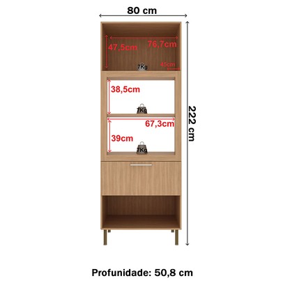 Torre Quente 1 Porta 2 Gavetas Cz3142 Freijó/Branco - Tecno Mobili
