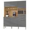 Armário de Cozinha com Balcão Huge 6 Portas 2 Gavetas Freijó/Gris - Pnr Móveis