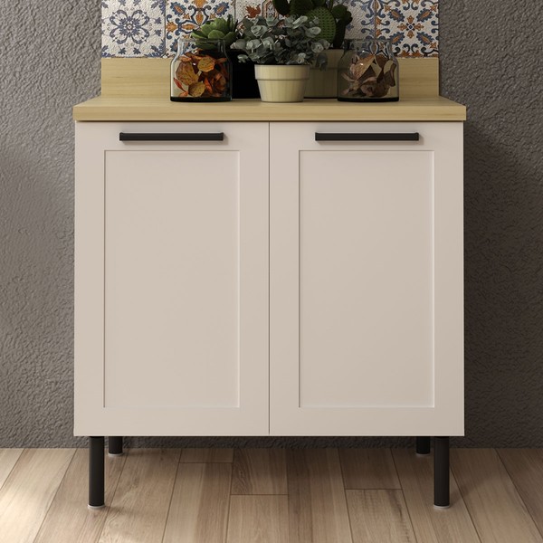 Balcão de Cozinha 80 Cm 2 Portas 1 Prateleira Cz3301 Branco - Tecno Mobili