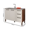 Balcão de Cozinha para Pia 120 Cm Mad Boreal 3 Portas 2 Gavetas Nogueira/Off White - Pnr Móveis