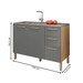 Balcão de Cozinha para Pia 120 Cm Mad Boreal 3 Portas 2 Gavetas Freijó/Gris - Pnr Móveis