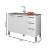 Balcão de Cozinha para Pia 120 Cm Mad Boreal 3 Portas 2 Gavetas Branco/Supremo - Pnr Móveis