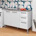 Balcão de Cozinha para Pia 120 Cm Mad Boreal 3 Portas 2 Gavetas Branco/Supremo - Pnr Móveis