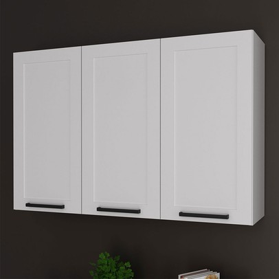 Armário Aéreo Cozinha 120 Cm 3 Portas Cz3310 Branco - Tecno Mobili