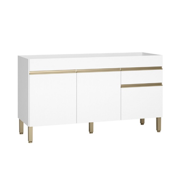 Balcão de Cozinha para Pia 150 Cm Silver 3 Portas 1 Gaveta Supremo - Pnr Móveis