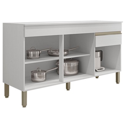 Balcão de Cozinha Silver 150 Cm 3 Portas 1 Gaveta Supremo - Pnr Móveis