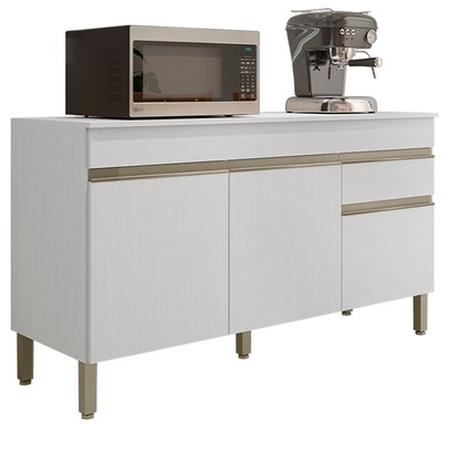 Balcão de Cozinha Silver 150 Cm 3 Portas 1 Gaveta Supremo - Pnr Móveis