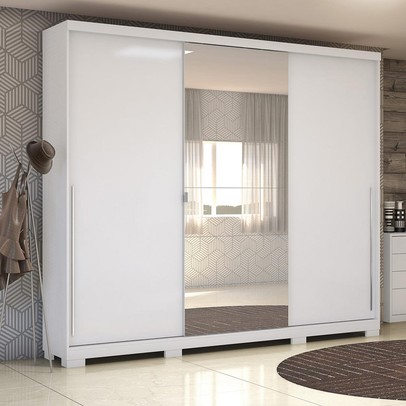Guarda-Roupa Casal 3 Portas 4 Gavetas  B573a Branco Brilho - Kappesberg