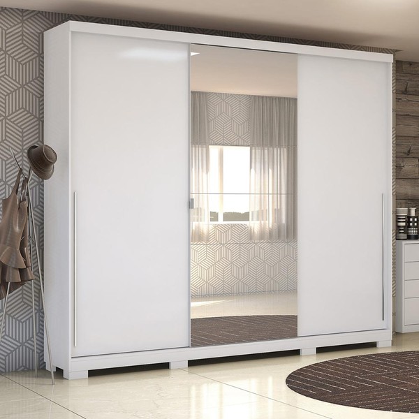 Guarda-Roupa Casal 3 Portas 4 Gavetas  B573a Branco Brilho - Kappesberg