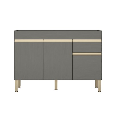 Balcão de Cozinha para Pia 120 Cm Silver 3 Portas 1 Gaveta Gris - Pnr Móveis