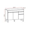 Balcão de Cozinha 120 Cm Silver 3 Portas 1 Gaveta Supremo - Pnr Móveis