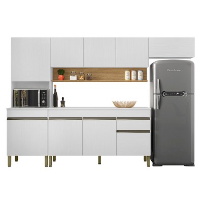 Cozinha Completa Silver 9 Portas 1 Gaveta Supremo/Freijó - Pnr Móveis