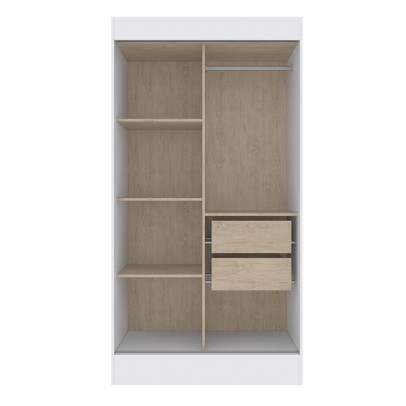 Guarda-Roupa Solteiro Lyon 2 Portas 2 Gavetas com Espelho Branco - Doripel Móveis