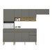 Armário de Cozinha com Balcão Silver 9 Portas 1 Gaveta Gris/Freijó - Pnr Móveis