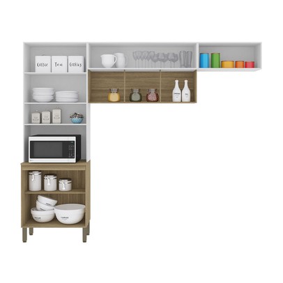 Armário de Cozinha England 9 Portas Ripado 3d Freijó/Supremo - Pnr Móveis