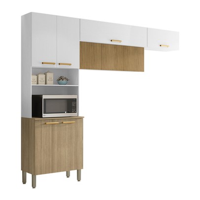 Armário de Cozinha England 9 Portas Ripado 3d Freijó/Supremo - Pnr Móveis