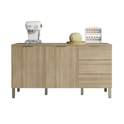 Balcão de Cozinha para Pia 160 Cm Monza 2 Portas 3 Gavetas Freijó - Pnr Móveis