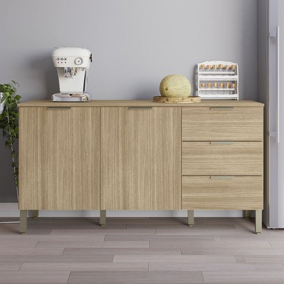 Balcão de Cozinha para Pia 160 Cm Monza 2 Portas 3 Gavetas Freijó - Pnr Móveis