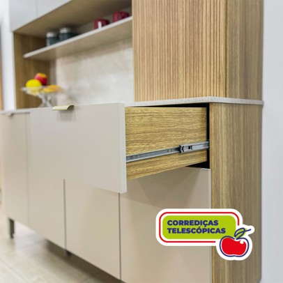 Armário de Cozinha com Balcão Bien 8 Portas 1 Gaveta Freijó/ártico - Pnr Móveis