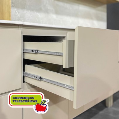 Balcão de Cozinha para Pia 120 Cm Insel 3 Portas 2 Gavetas Vanilla - Pnr Móveis