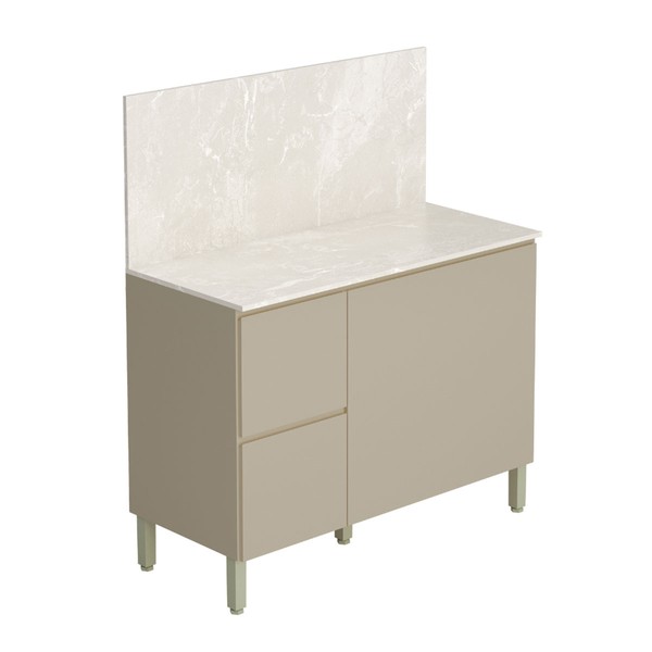 Balcão de Cozinha 120 Cm Insel 3 Portas 2 Gavetas Vanilla - Pnr Móveis