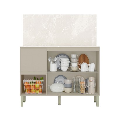 Balcão de Cozinha 120 Cm Insel 3 Portas 2 Gavetas Vanilla - Pnr Móveis