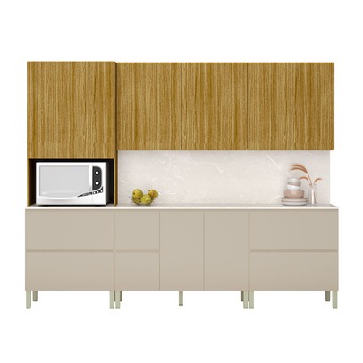 Cozinha Completa Insel 11 Portas 4 Gavetas Freijó/Vanilla - Pnr Móveis