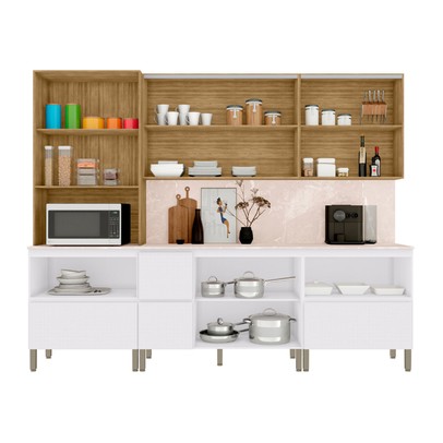 Cozinha Completa Insel 11 Portas 4 Gavetas Freijó/ártico - Pnr Móveis