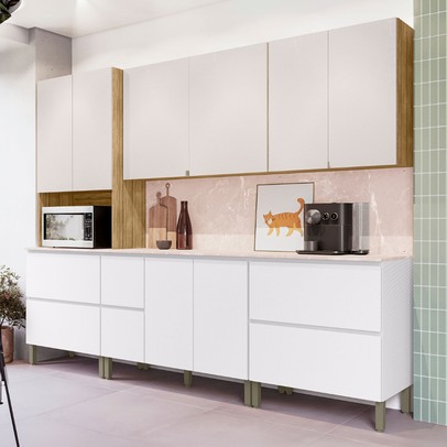 Cozinha Completa Insel 11 Portas 4 Gavetas Freijó/ártico/Soft - Pnr Móveis