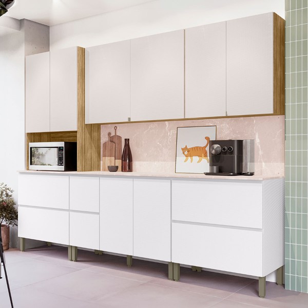 Cozinha Completa Insel 11 Portas 4 Gavetas Freijó/ártico/Soft - Pnr Móveis