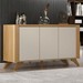 Balcão Buffet Pampulha 3 Portas 2 Prateleiras Cinamomo/Off White - Valdemóveis