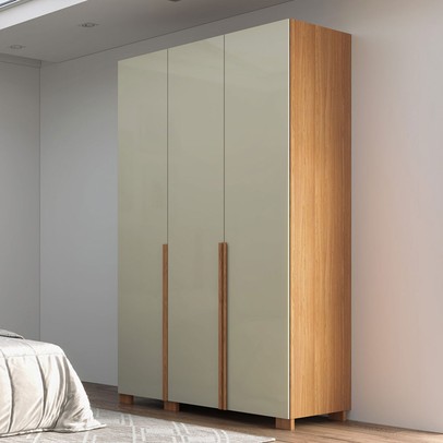 Guarda-Roupa Solteiro 3 Portas 2 Gavetas W203 Freijó/Off White - Pradel