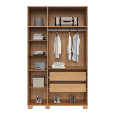 Guarda-Roupa Solteiro 3 Portas 2 Gavetas W203 Freijó/Off White - Pradel