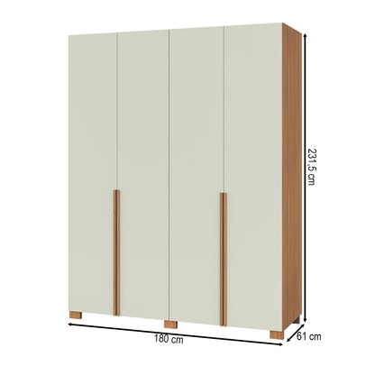 Guarda-Roupa Casal 4 Portas 2 Gavetas 100% Mdf W204 Freijó/Off White - Pradel