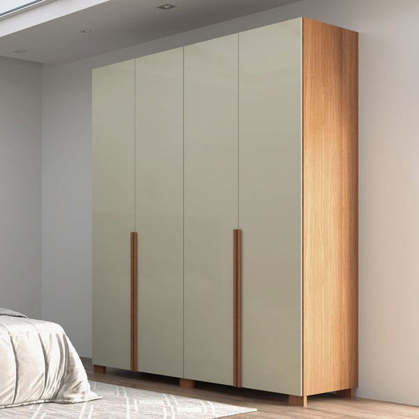 Guarda-Roupa Casal 4 Portas 2 Gavetas 100% Mdf W204 Freijó/Off White - Pradel