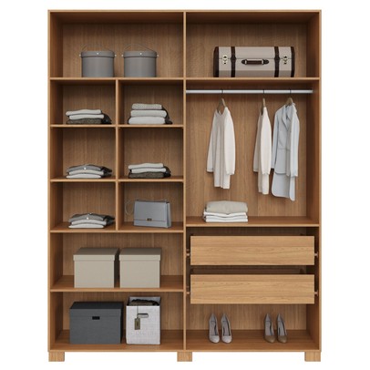 Guarda-Roupa Casal 4 Portas 2 Gavetas 100% Mdf W204 Freijó/Off White - Pradel