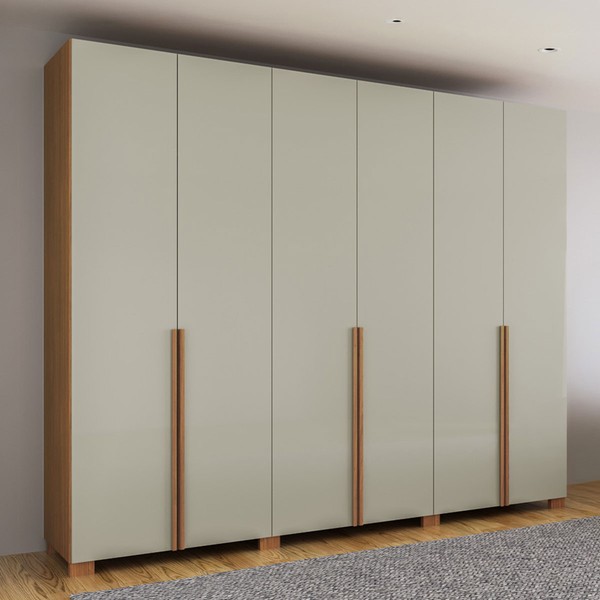 Guarda-Roupa Casal 6 Portas 4 Gavetas 100% Mdf W206 Freijó/Off White - Pradel