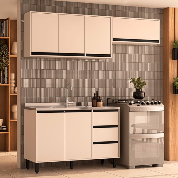 Cozinha Completa Koya 6 Portas 3 Gavetas 40250027 Creme - Politorno