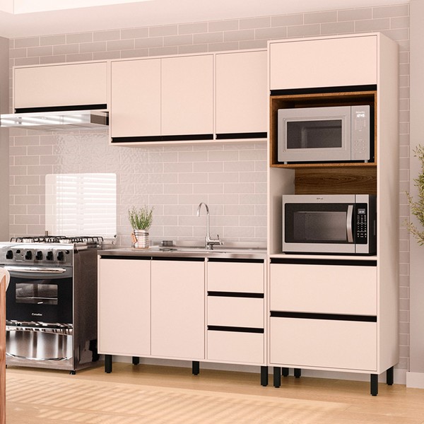 Cozinha Completa Koya 8 Portas 4 Gavetas 40250029 Creme - Politorno