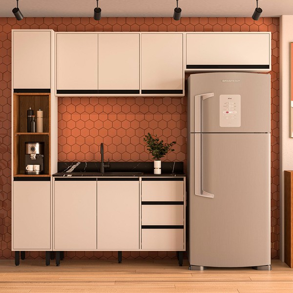 Cozinha Completa Koya 8 Portas 3 Gavetas 40250030 Creme - Politorno