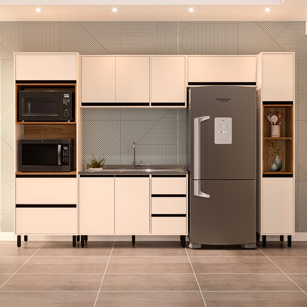 Cozinha Completa Koya 10 Portas 4 Gavetas 40250031 Creme - Politorno