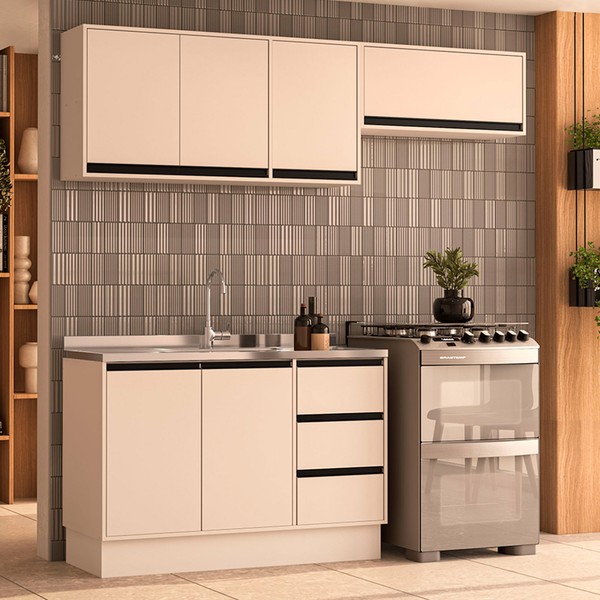 Cozinha Completa Koya 6 Portas 3 Gavetas 40250033 Creme - Politorno