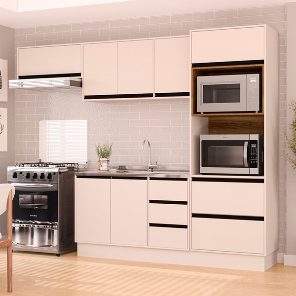 Cozinha Completa Koya 8 Portas 4 Gavetas Creme - Politorno
