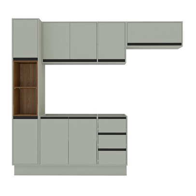 Cozinha Completa Koya 8 Portas 3 Gavetas Verde Oliva - Politorno